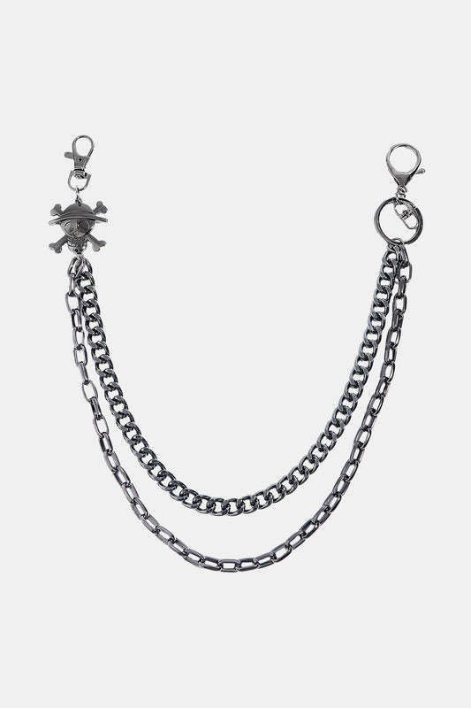 Treasure Point Shape Double Layer Alloy Belt Black One Size Easy Apparels