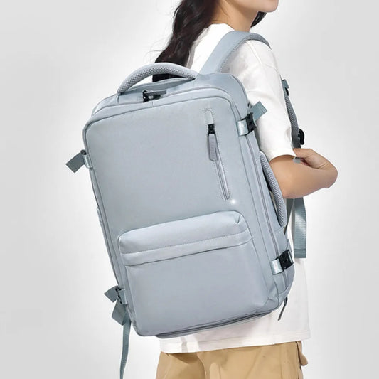 Oxford Cloth Side Pockets Backpack Bag with Handles Air Force Blue One Size Easy Apparels