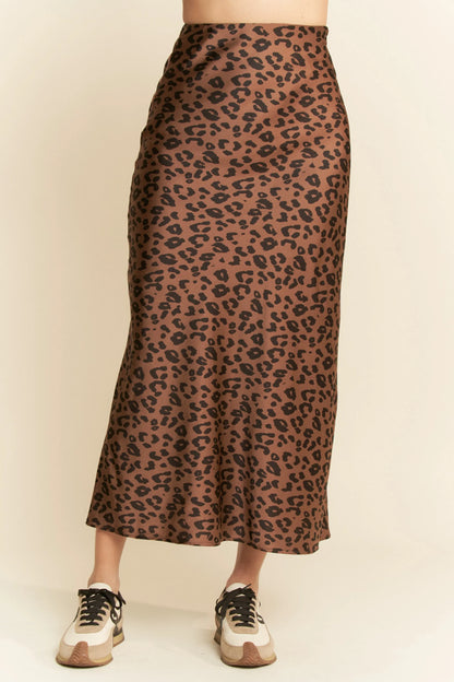 Davi & Dani Leopard Animal Print Long Length Skirt Easy Apparels