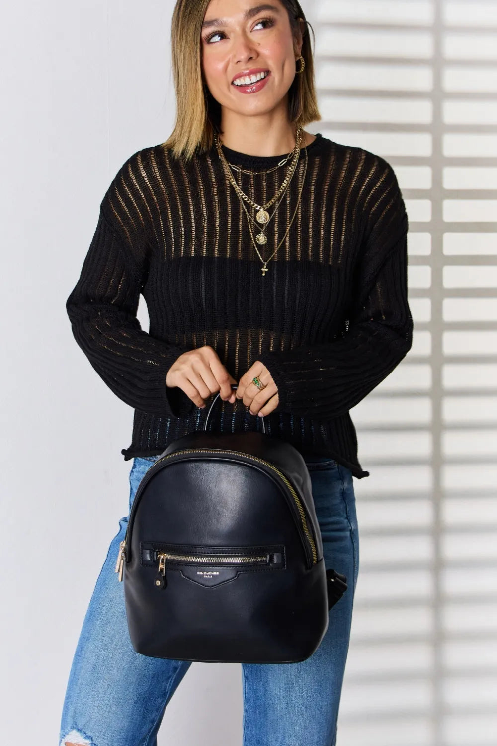 David Jones PU Leather Backpack Easy Apparels