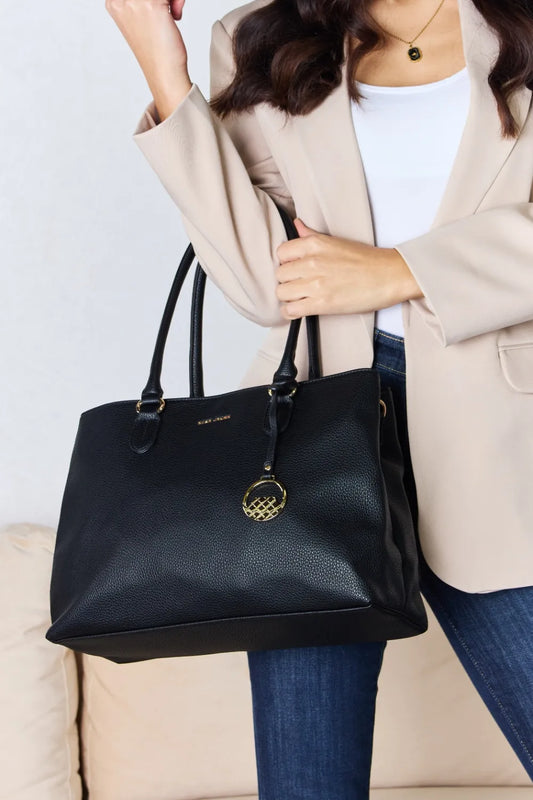 David Jones Structured Leather Handbag BLACK One Size Easy Apparels