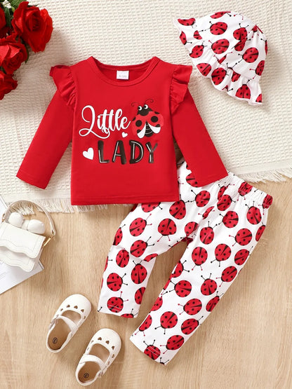 Children's Cartoon Top and Pants Set Red Easy Apparels