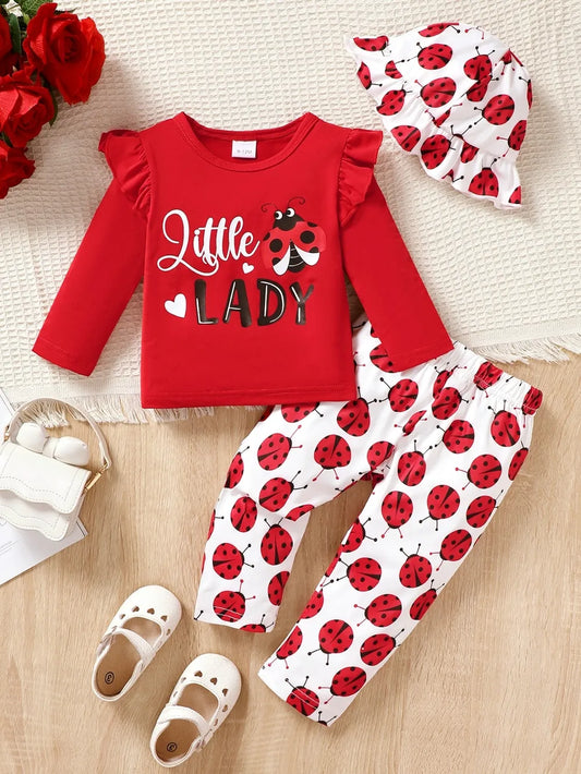 Children's Cartoon Top and Pants Set Red Easy Apparels