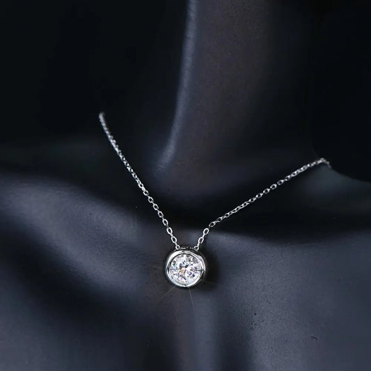 1 Carat Moissanite 925 Sterling Silver Necklace Silver One Size Easy Apparels