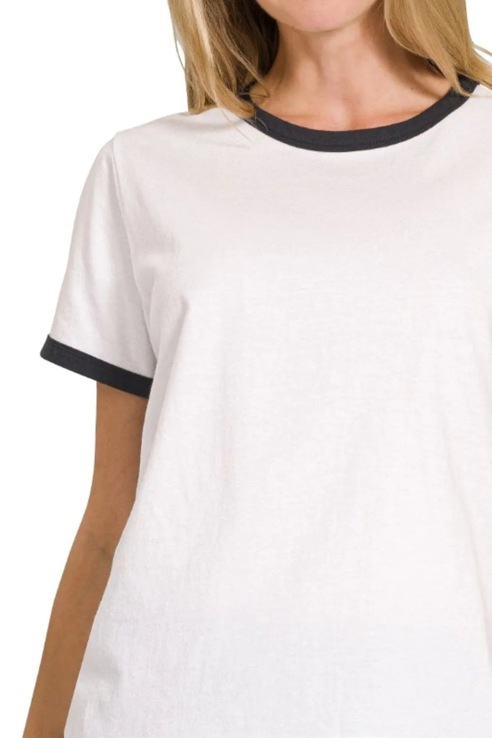 Trendsi Zenana Contrast Binding Short Sleeve Tee Shirts