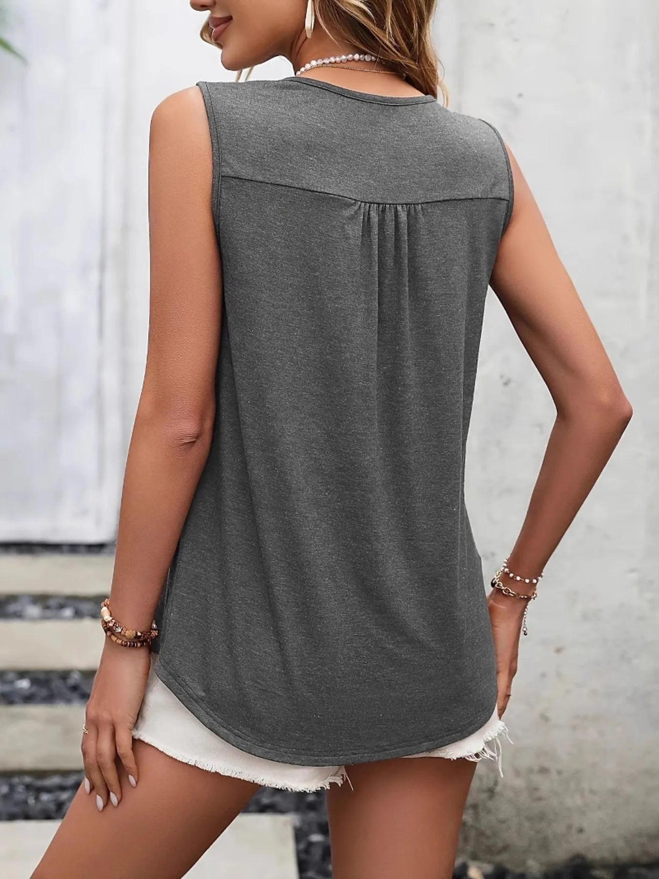 Trendsi Lace Panel Scoop Neck Tank