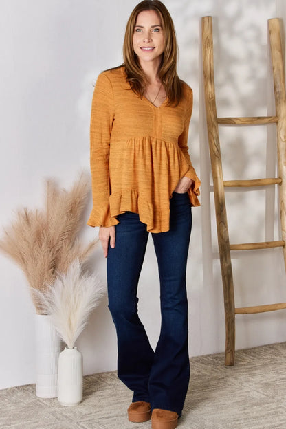 Trendsi Hailey & Co Full Size V-Neck Flounce Sleeve Blouse