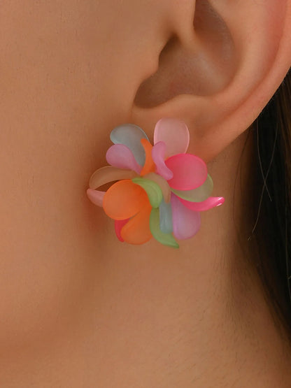 Acrylic Colorful Flower Stud Earrings Easy Apparels