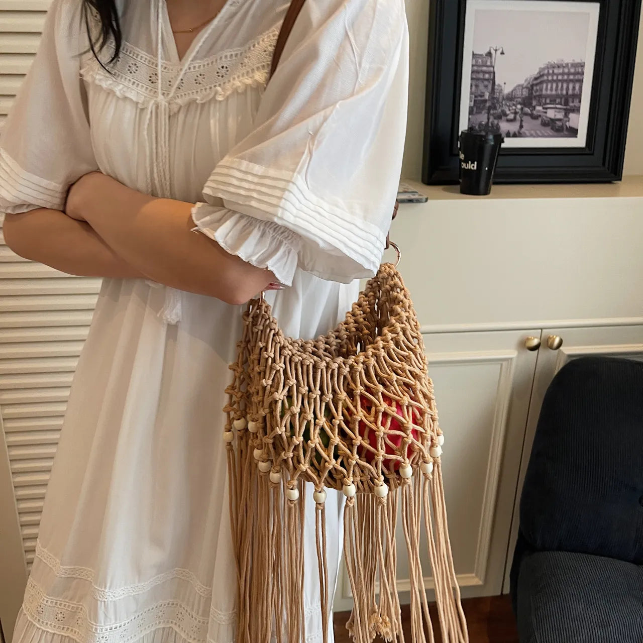 Fringe Net Shoulder Bag Easy Apparels