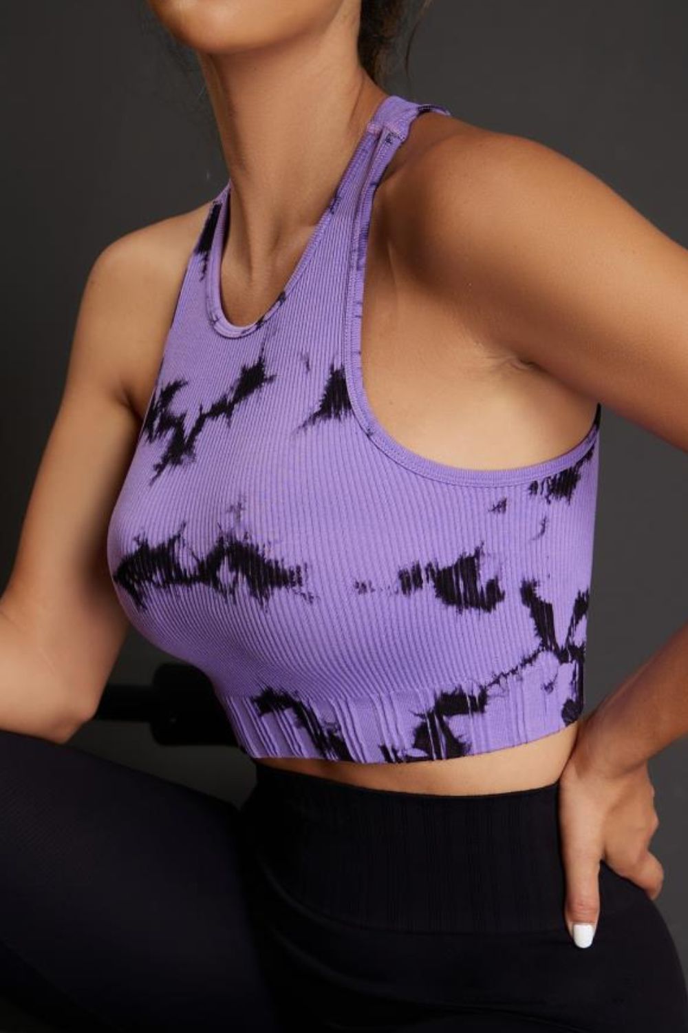 Tie-dye Cropped Round Neck Tank Top Lavender Easy Apparels