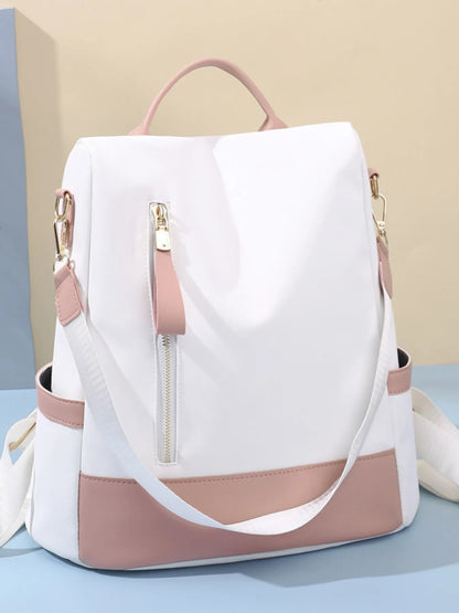 Color Block Convertible Backpack Bag Dusty Pink One Size Easy Apparels
