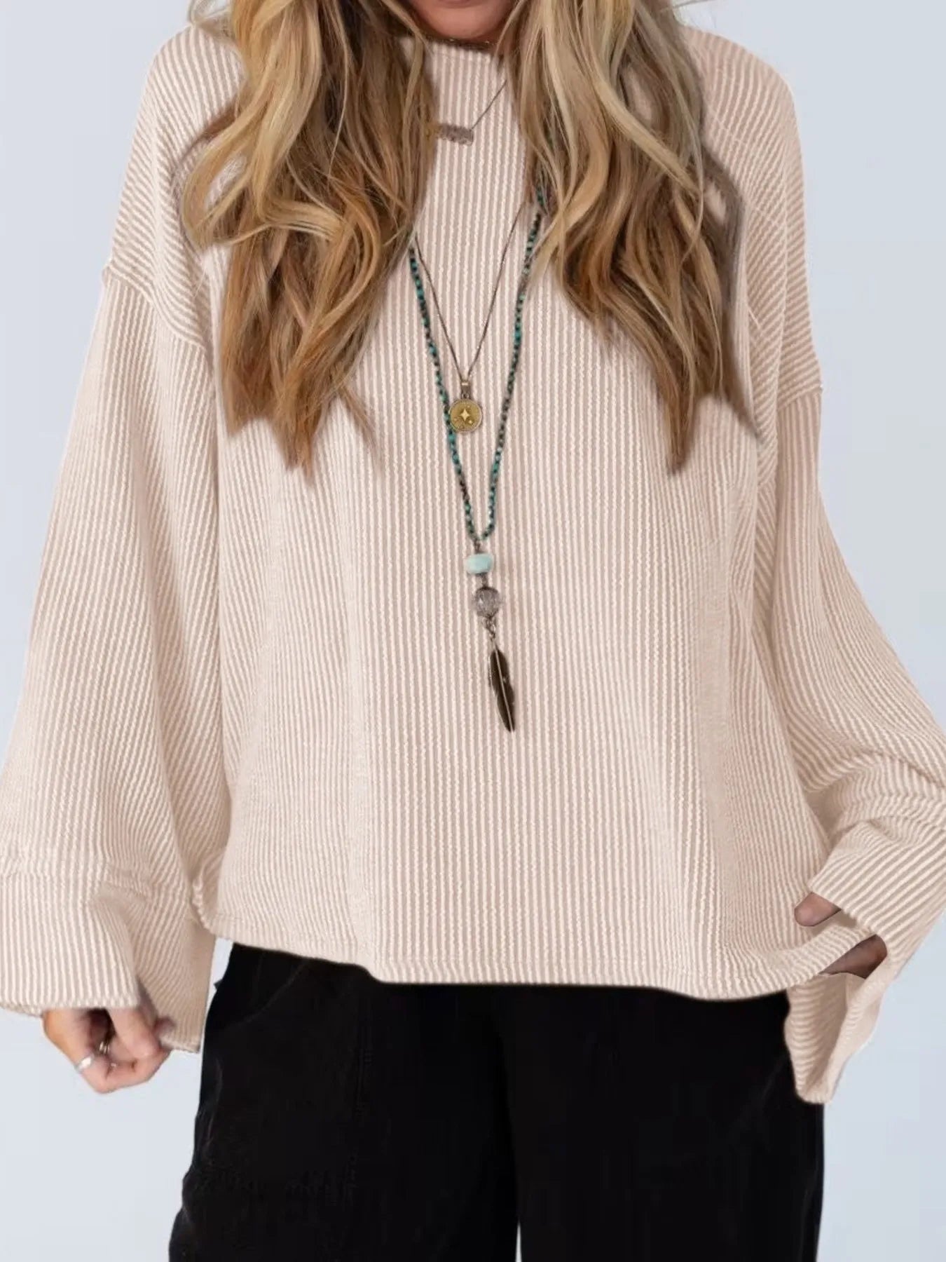 Trendsi Cutout Back Long Sleeve T-Shirt Apricot