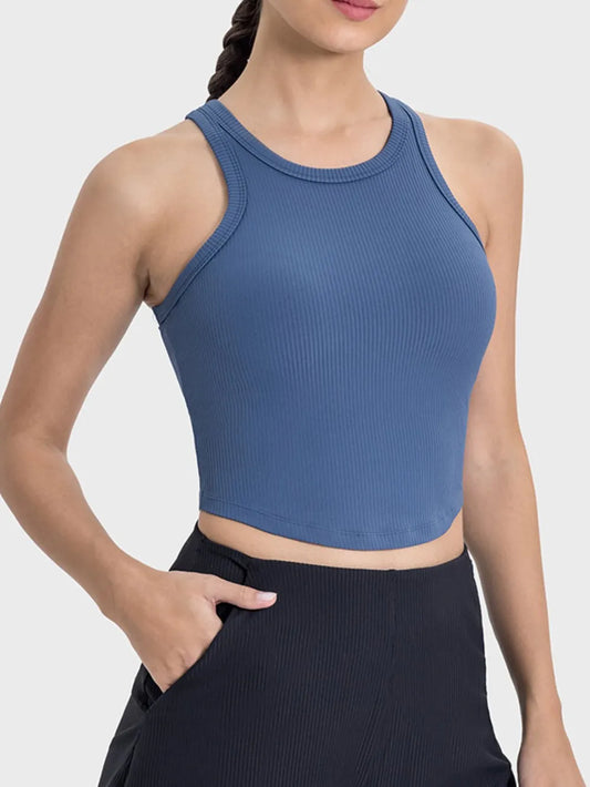 Millennia Round Neck Racerback Active Tank Dusty Blue Easy Apparels