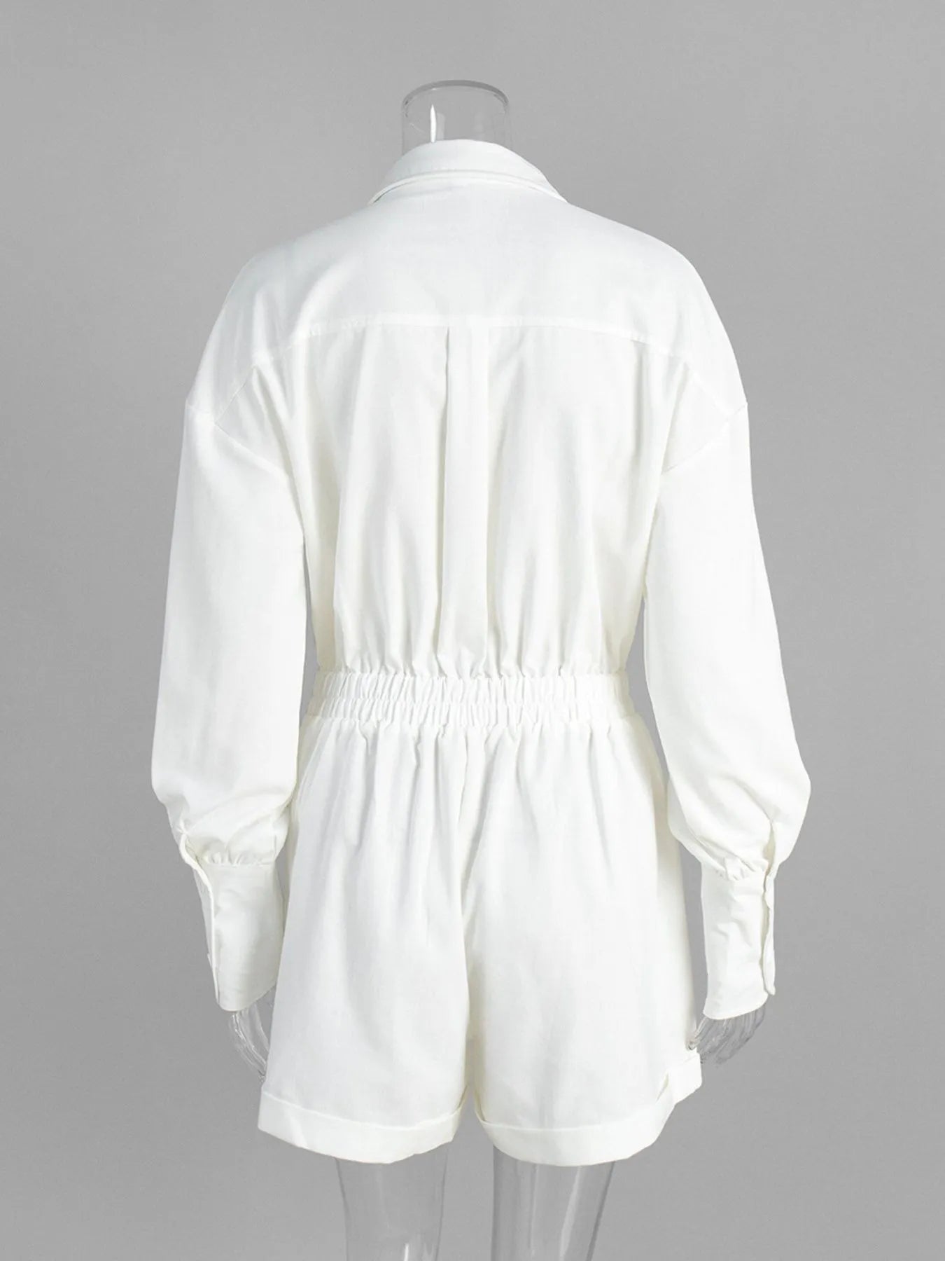 Casual Button Front Long Sleeve Romper Easy Apparels