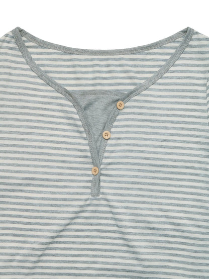 Trendsi Striped Long Sleeve Casual T-Shirt