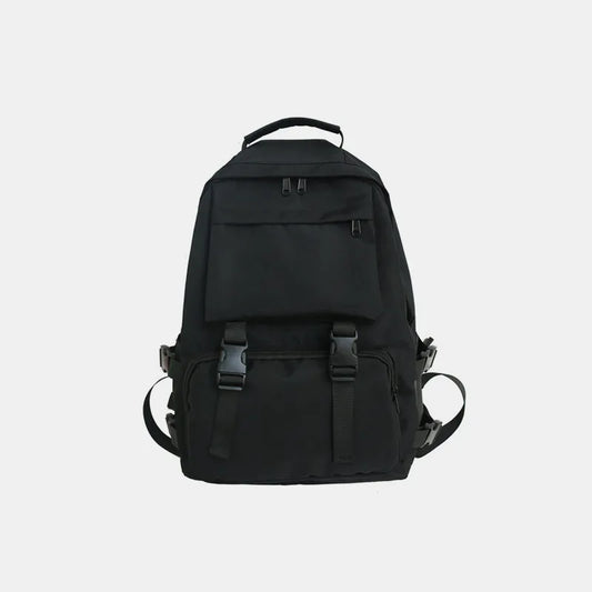 Oxford Cloth Adjustable Straps Backpack Bag Black One Size Easy Apparels