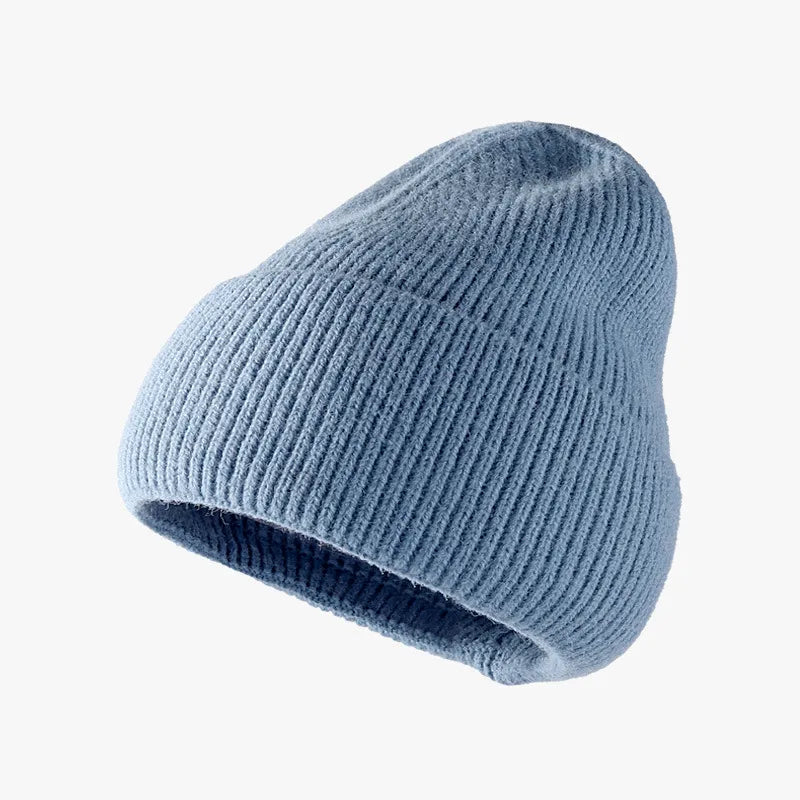 Thermal Solid Knit Hat Light Blue One Size Easy Apparels