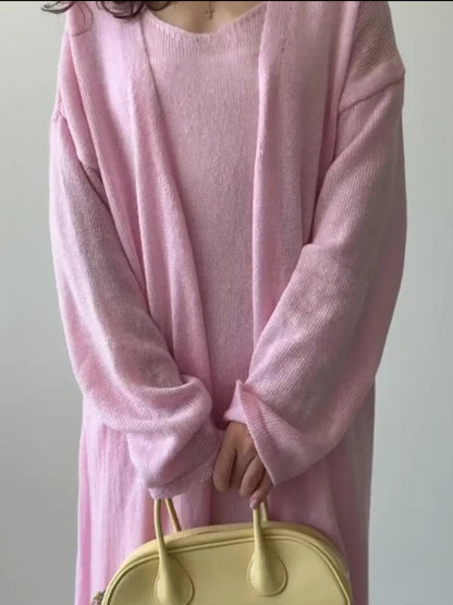 V-Neck Knit Dress and Cardigan Sweater Set Easy Apparels