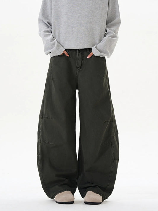 Men's Washed Wide Leg Curved Cargo Jeans Easy Apparels