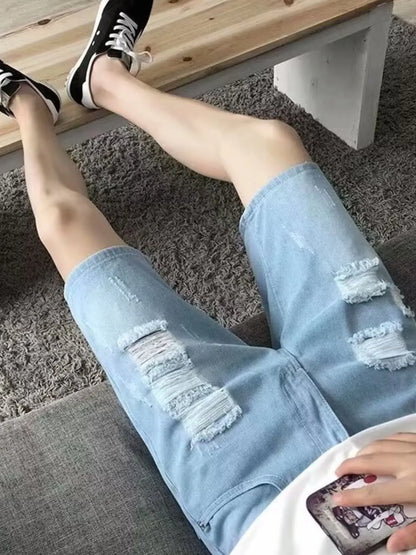 Men's Distressed Wash Denim Shorts Easy Apparels