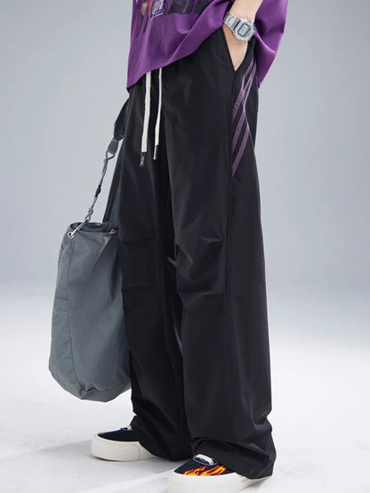 Men's Drawstring Ruched Pants with Side Stripes Easy Apparels