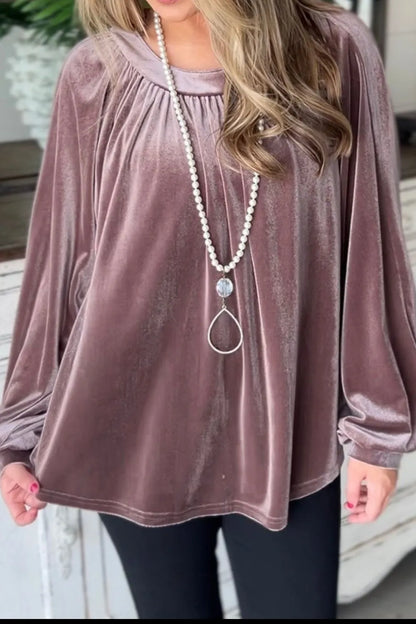 Trendsi Ruched Round Neck Raglan Sleeve Blouse
