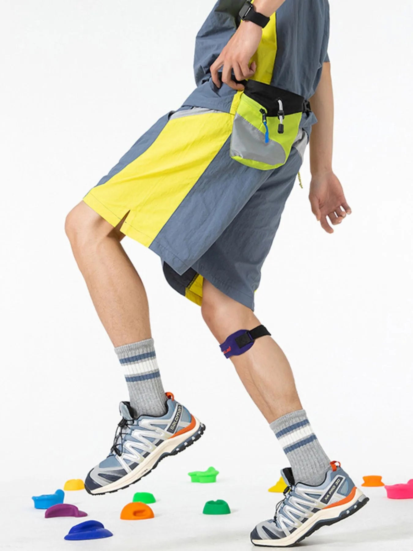 Men's Drawstring Color Block Shorts Dark Gray Easy Apparels