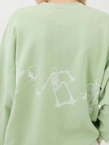 Trendsi Skeleton Graphic Oversized Sweatshirt