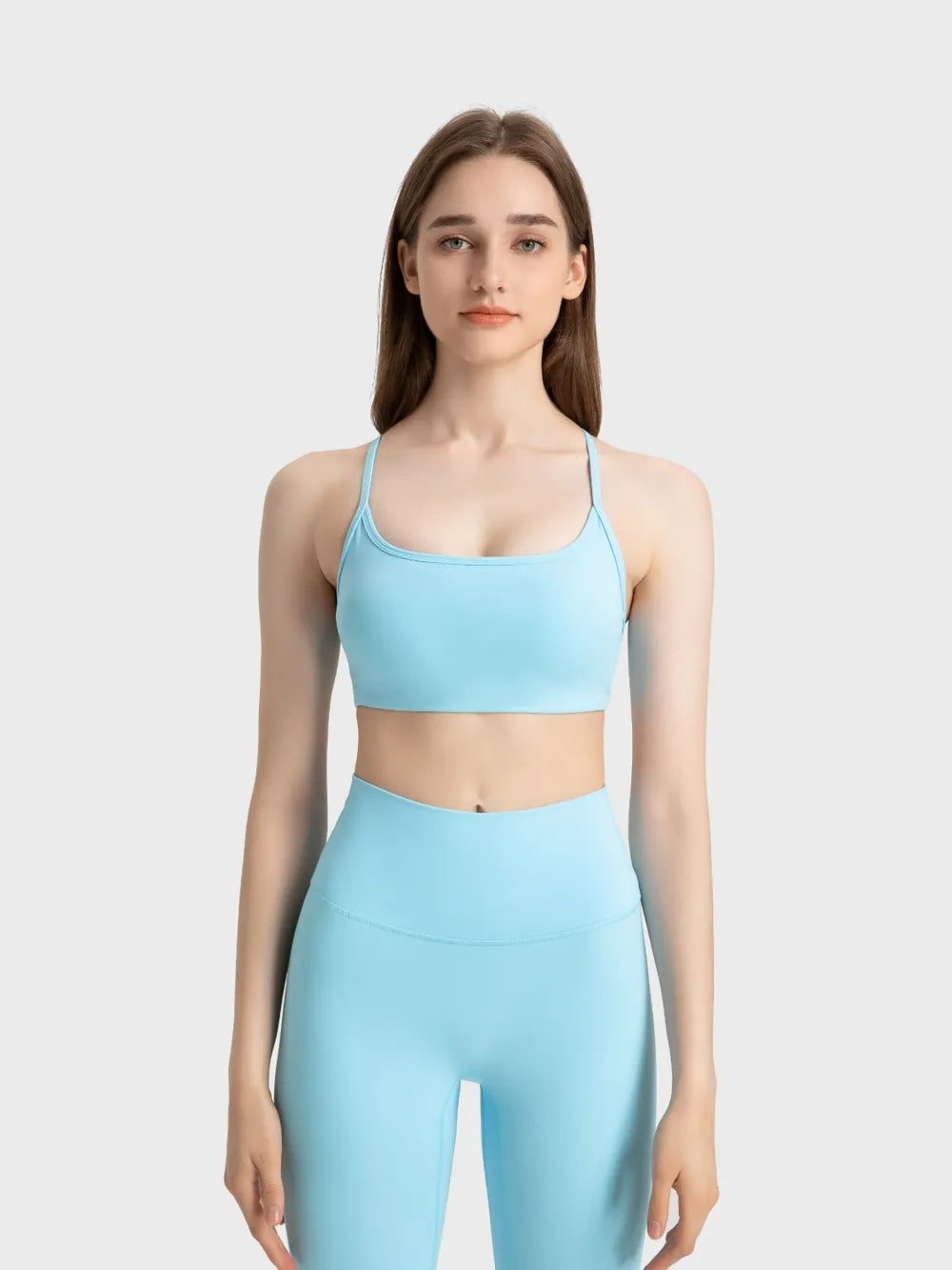 Millennia Crisscross Back Scoop Neck Active Cami with Detachable Chest Pads Easy Apparels