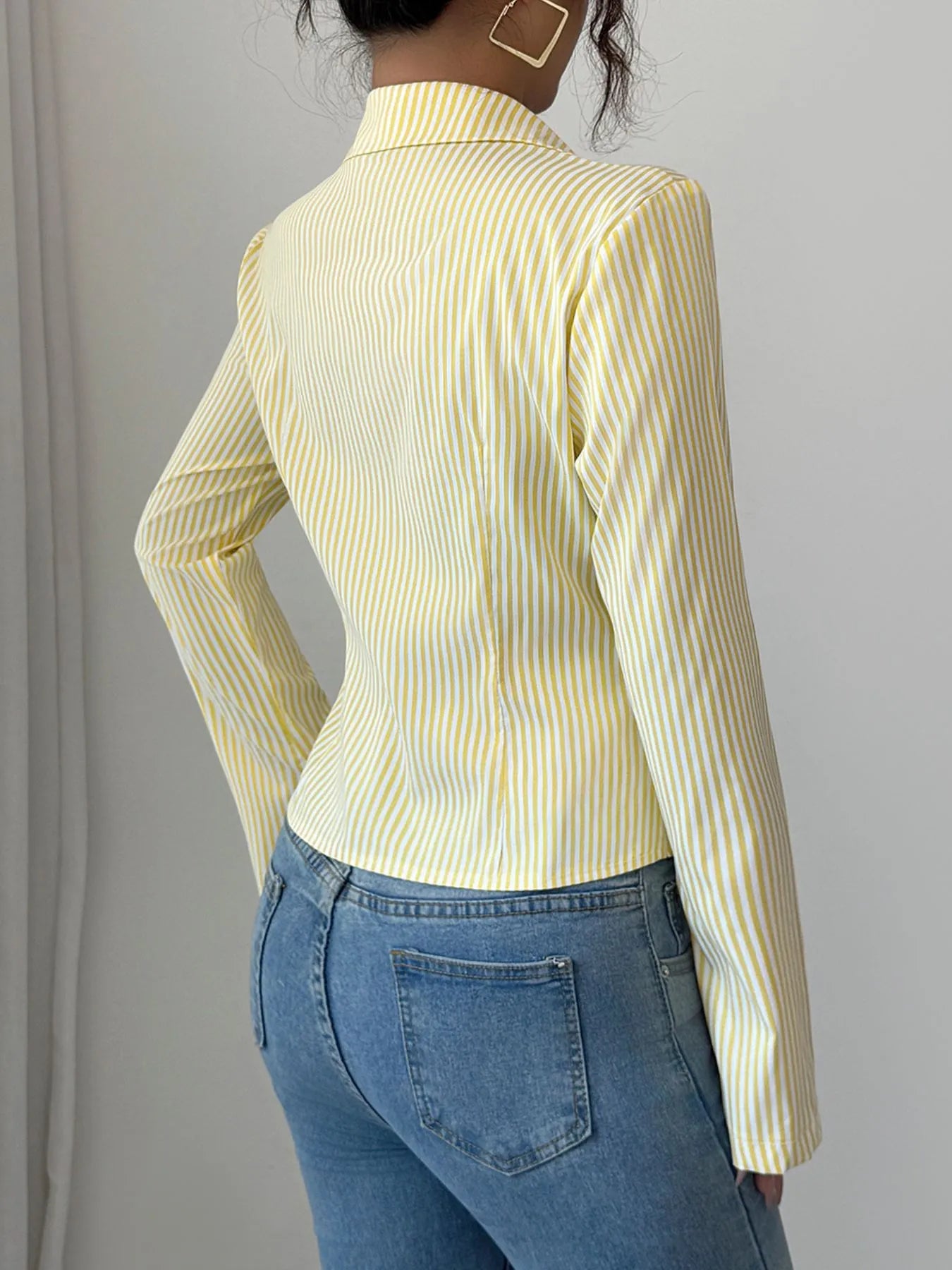 Trendsi Striped Button-Up Long Sleeve Shirt