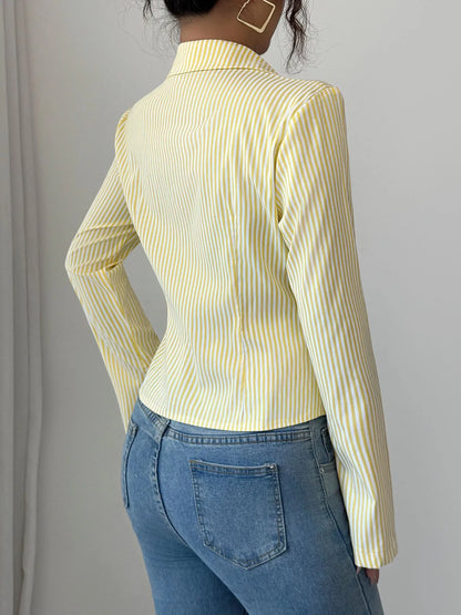 Trendsi Striped Button-Up Long Sleeve Shirt