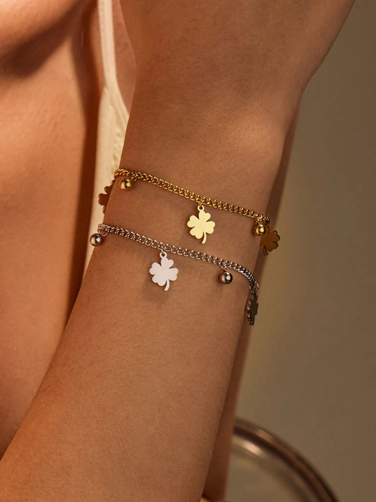 Stainless Steel Four Leaf Clover Bracelet Easy Apparels