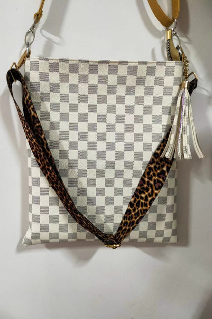 Adored PU Leather Shoulder Bag with Tassel Cream One Size Easy Apparels