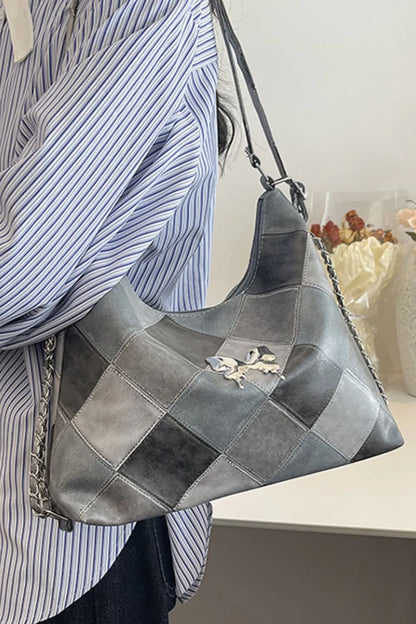 PU Leather Color Block Shoulder Bag Easy Apparels