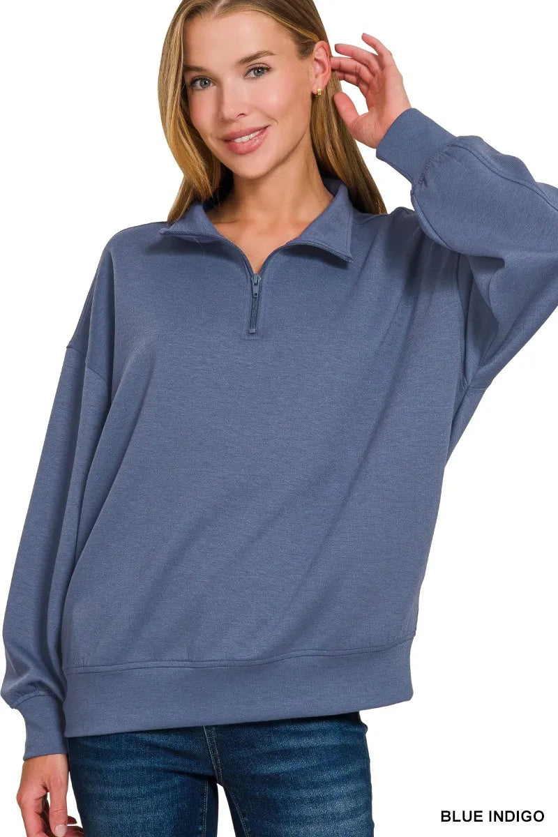 Trendsi Zenana Scuba Quarter-Zip Sweatshirt
