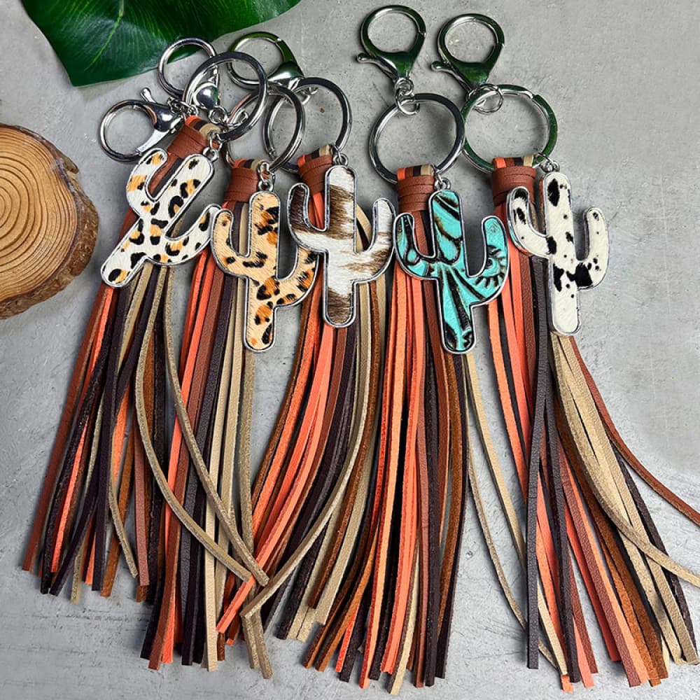 Cactus Keychain with Tassel Easy Apparels