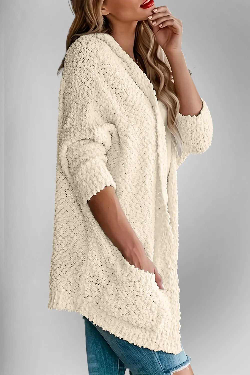 Double Take Pocketed Open Front Long Sleeve Cardigan Easy Apparels