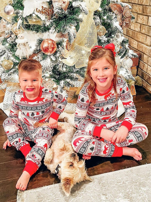 Christmas Long Sleeve Top and Pants Set Multicolor Easy Apparels