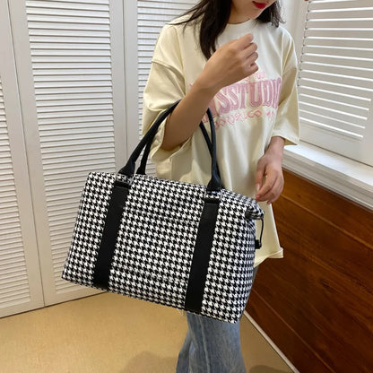 Houndstooth Canvas Travel Bag Easy Apparels