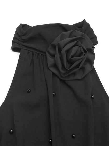 Trendsi 3D Flower Grecian Neck Bodysuit