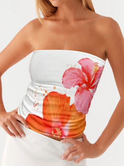 Trendsi Flower Tube Top White