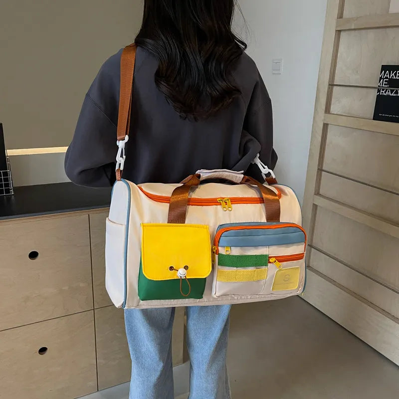 Color Block Multi-Pockets Travel Bag Easy Apparels