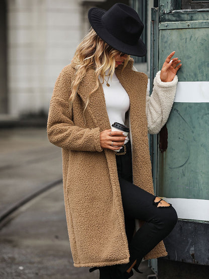 Contrast Dropped Shoulder Sherpa Coat Easy Apparels