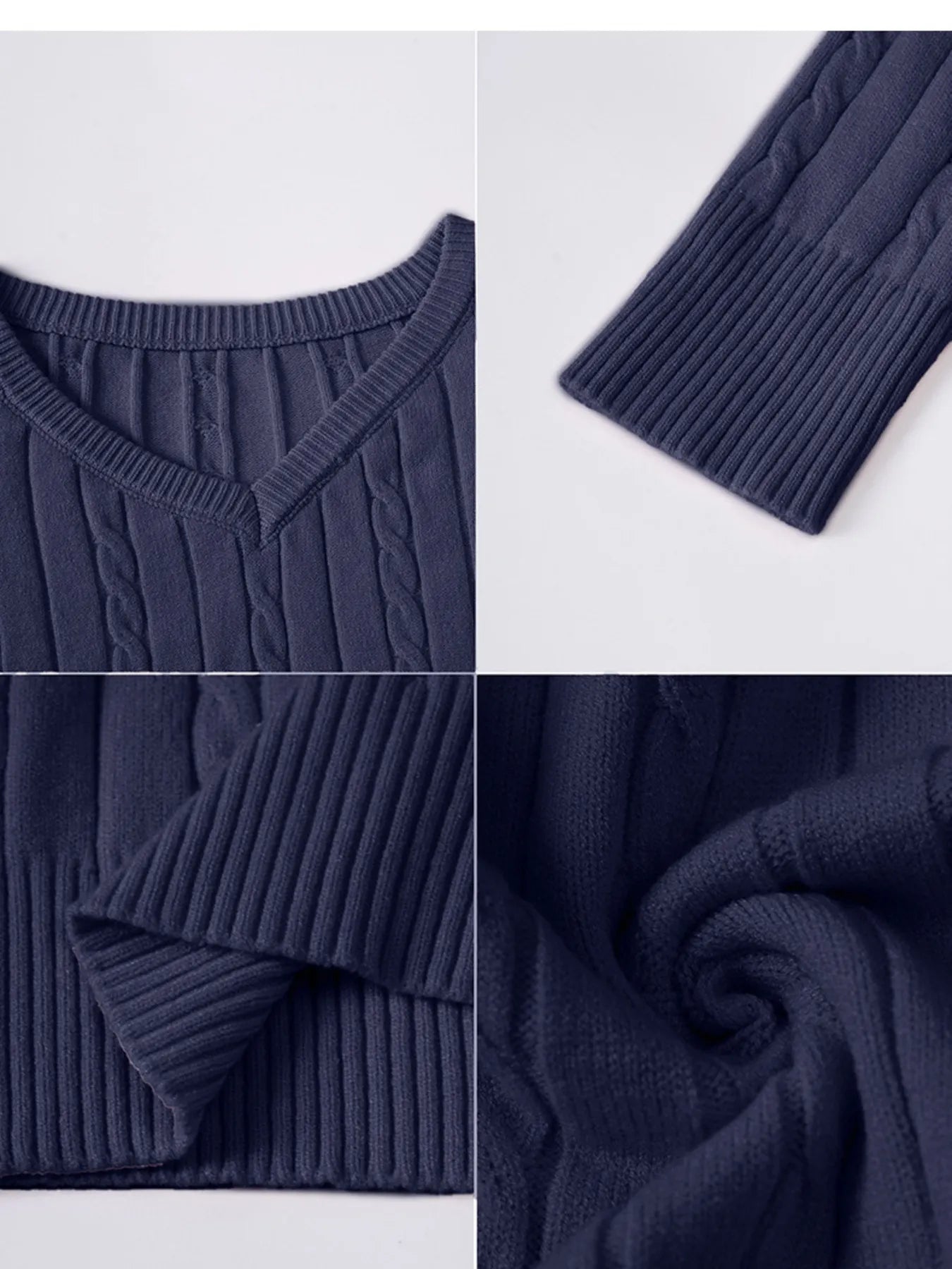Trendsi Cable Knit V-Neck Pullover Sweater