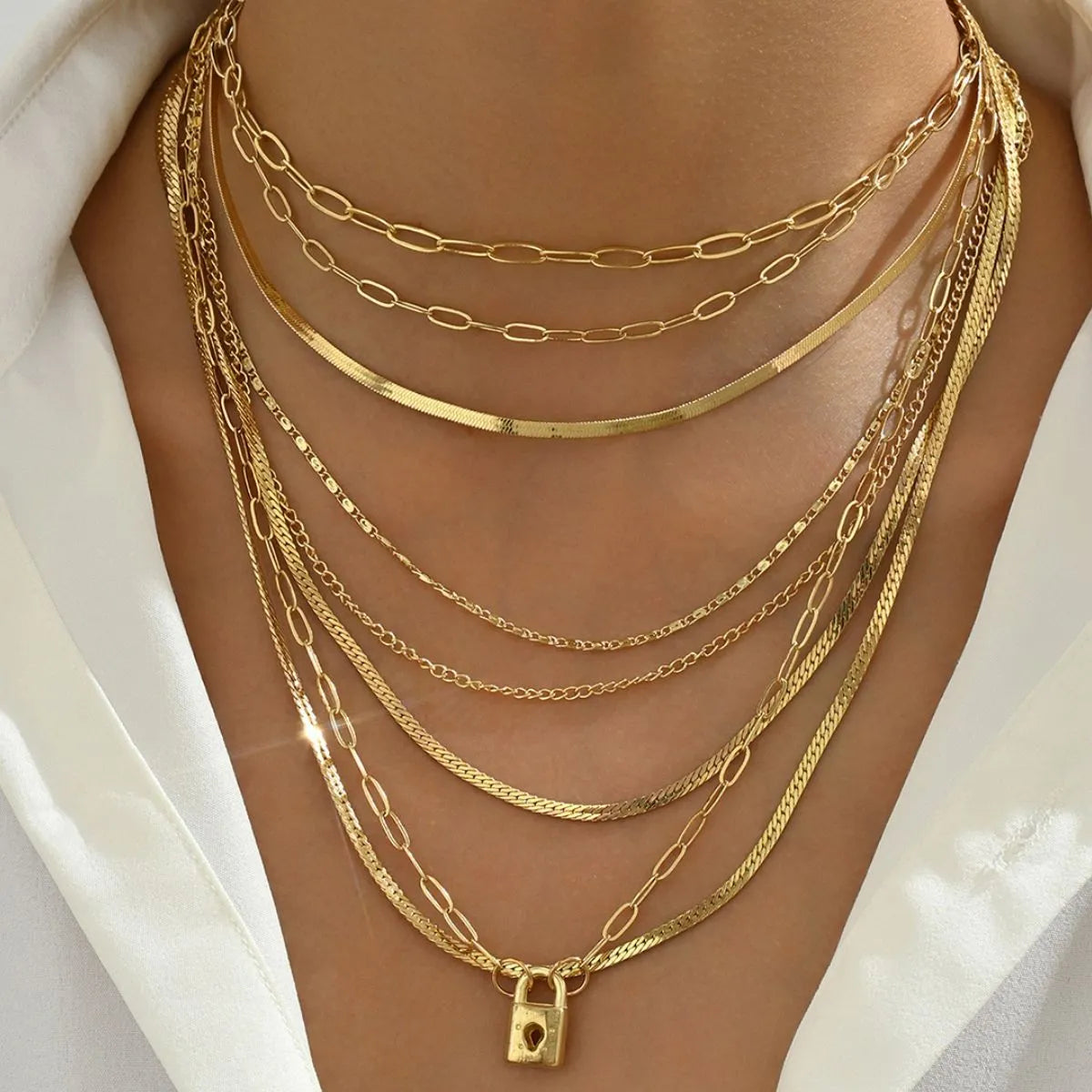 18K Gold-Plated Stainless Steel Multi-Layer Necklace Easy Apparels