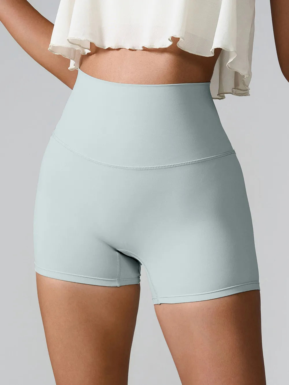 High Waist Active Shorts Light Green Easy Apparels