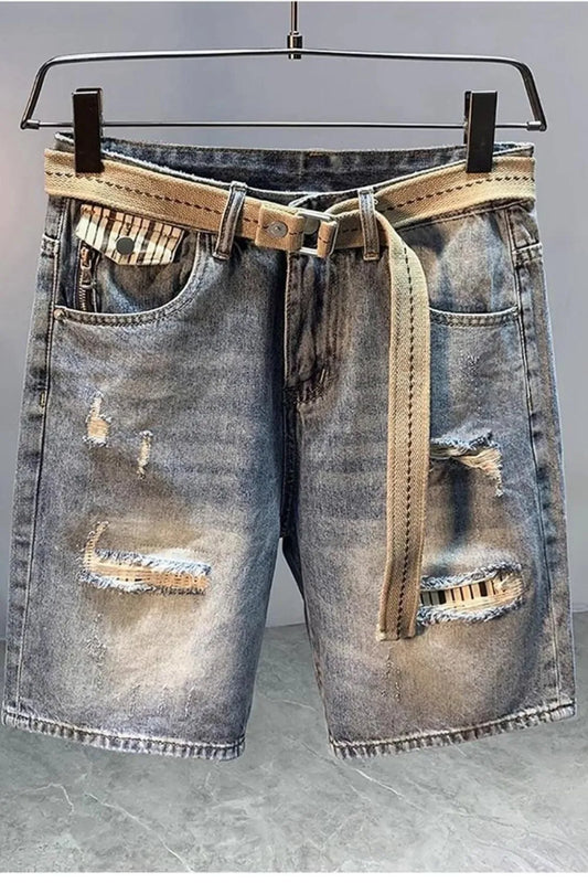 Men's Distressed Denim Shorts Light Blue Easy Apparels