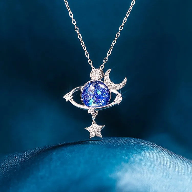 Starry Sky Inlaid Zircon Moon Star Necklace Easy Apparels
