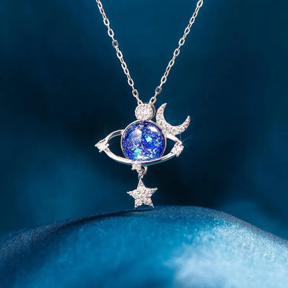 Starry Sky Inlaid Zircon Moon Star Necklace Easy Apparels