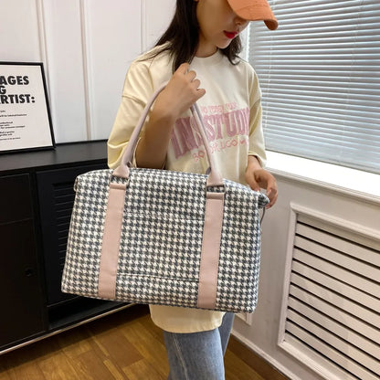 Houndstooth Canvas Travel Bag Easy Apparels
